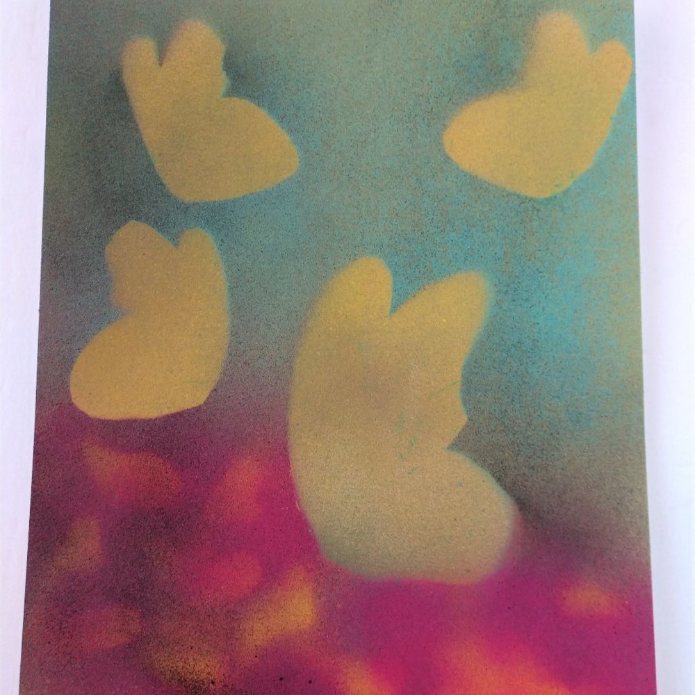 Hand Crafted Painting of Yellow Butterflies On Paper 15x11